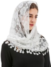 Mass Veil Triangle Mantilla Cathedral Head Covering Chapel Veil Lace Shawl La...