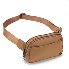Everywhere Belt Bag for Women, 5 Zipper Pockets Nylon Crossbody Caramel Burnt