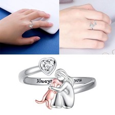 Girl And Dog Friendship Rings Sturdy Electroplated Alloy for Daily Accessories
