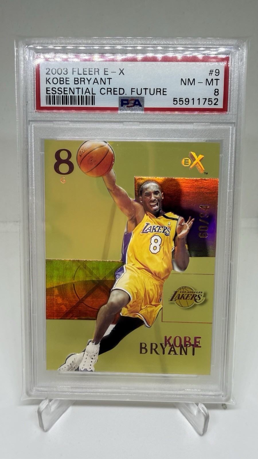 2003 FLEER E-X #9 KOBE BRYANT PSA 8 Essential Cred. Future #/94 Rare Color Match