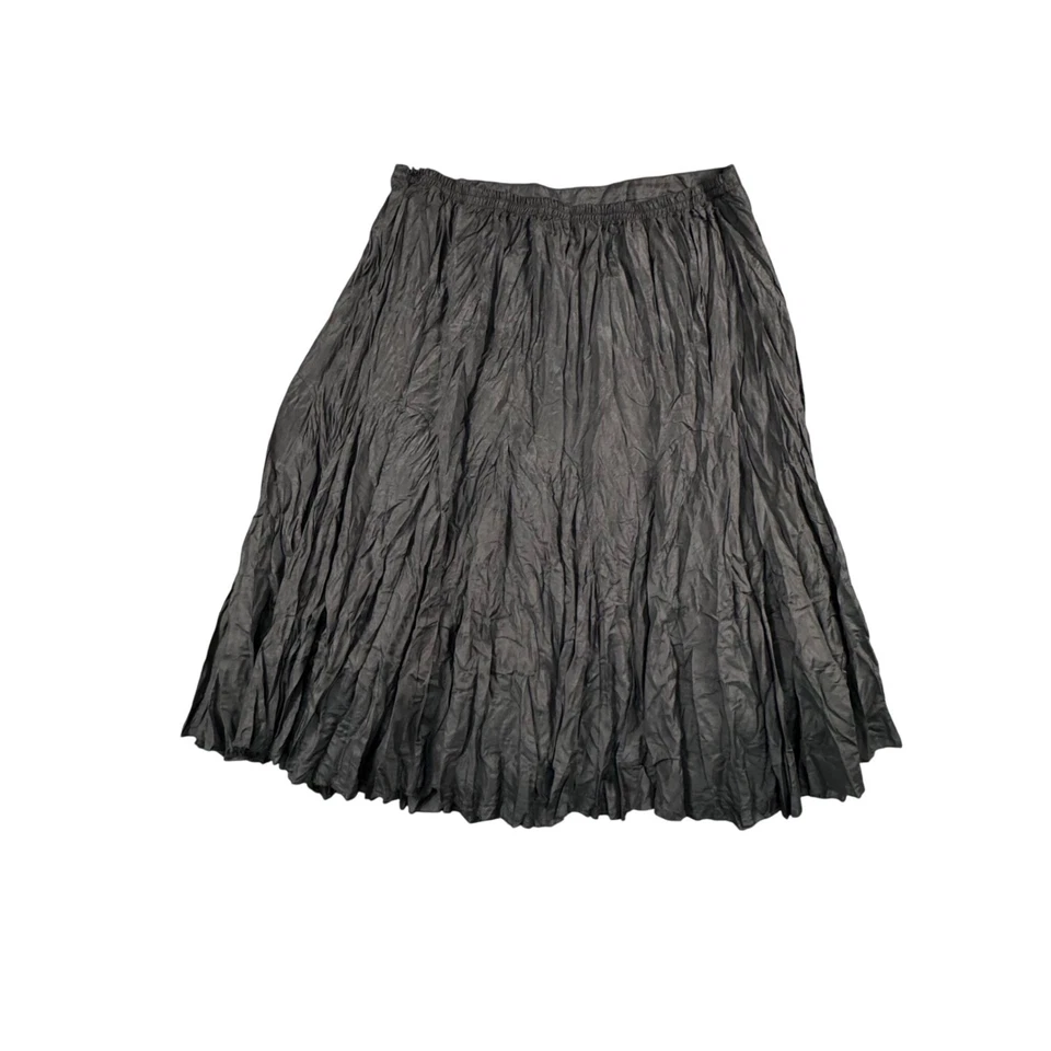 VTG Mirror Image Black Crinkle Pleated Midi Skirt Boho Artsy Eclectic Style XL - Image 2 of 4