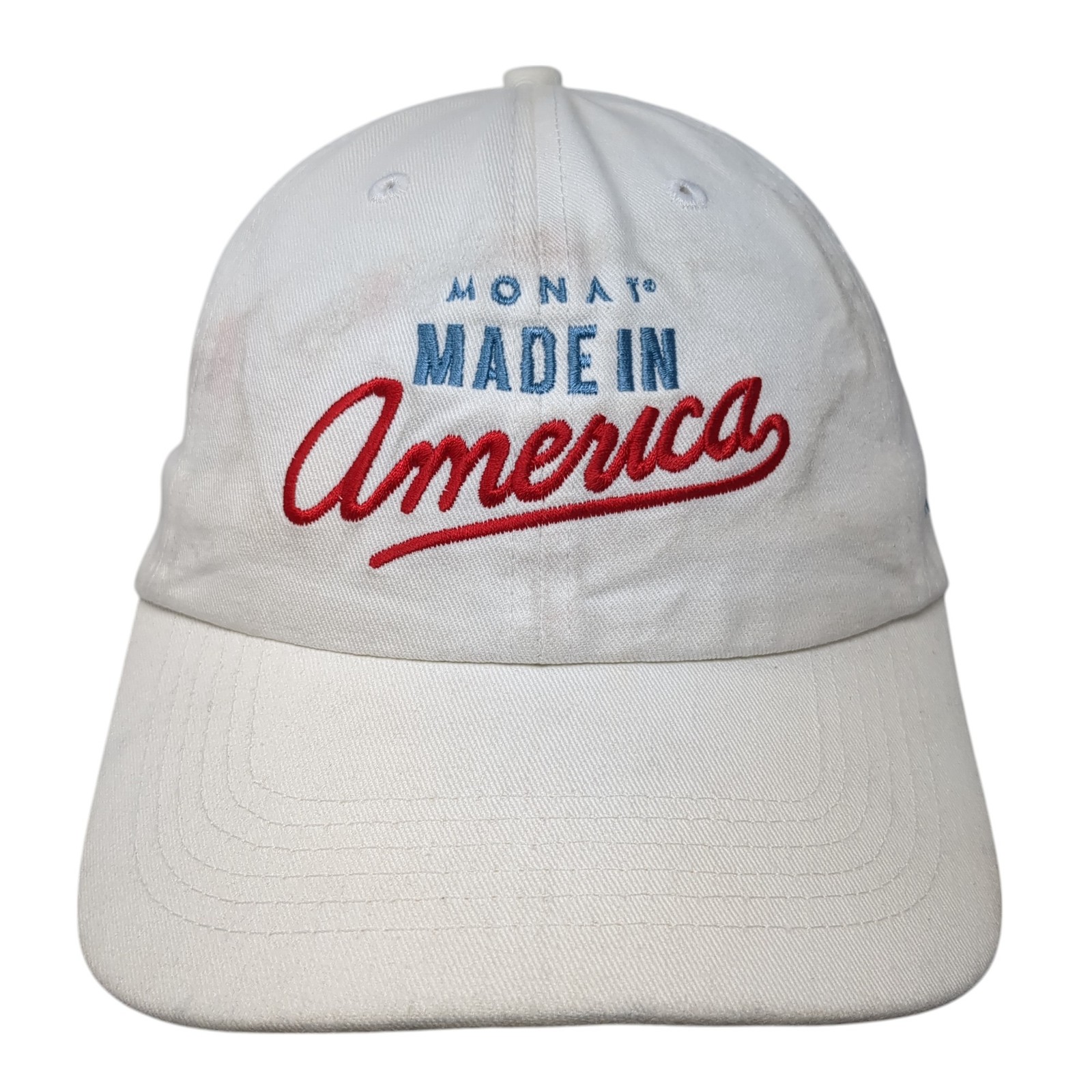 Monai Adjustable White Baseball Cap Made in USA by Quake City One Size