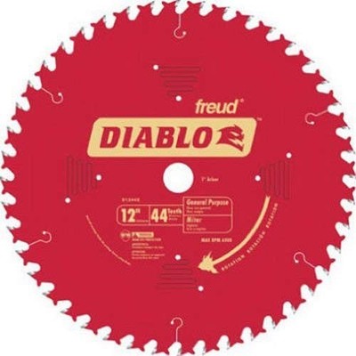 Freud D1244X Diablo 12'' 44 Tooth ATB General Purpose Miter Saw Blade 1'' Arbor