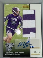 2025 Premier Lacrosse League PLL  Michael Sowers Game Used Patch Autograph /25