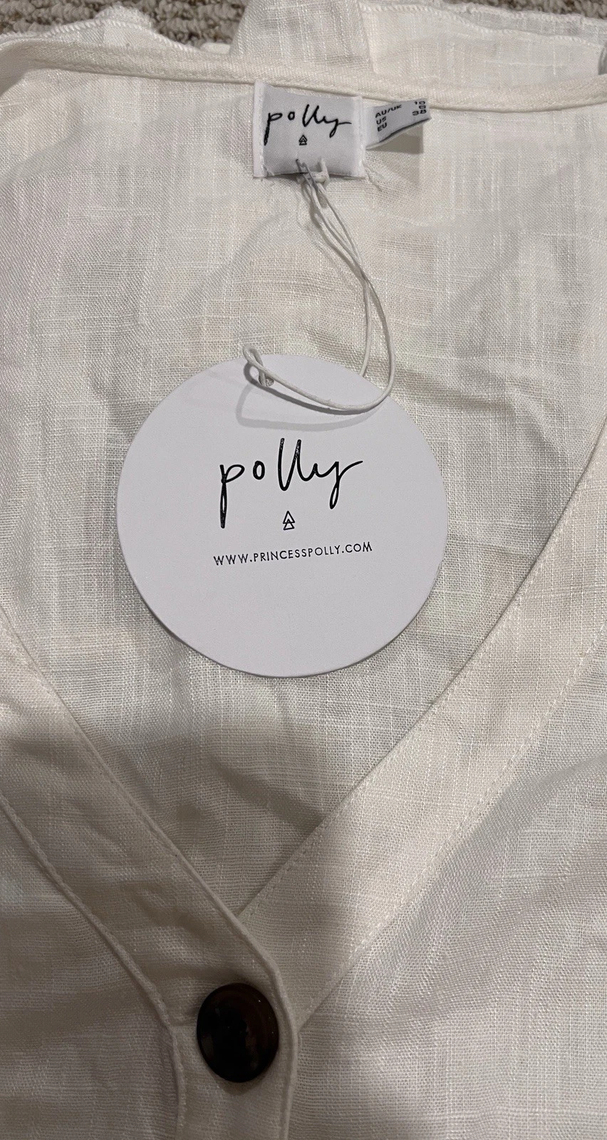 OFF WHITE Mini abito Princess Polly te amo bianco sporco US 6 EU 38 AU UK 10 bottoni