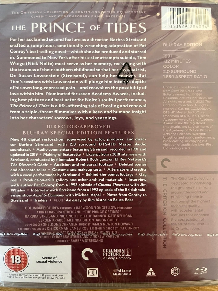 THE PRINCE OF TIDES (1991) - BLURAY Criterion Collection #1022 NEW! *Region B* - image 2 of 2