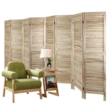 8 Panel Wood Room Dividers Louvered Freestanding Screens Folding Privacy Wall