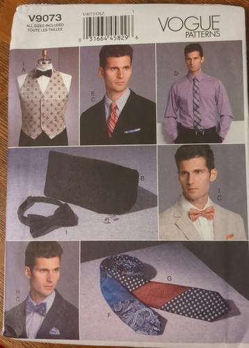 VOGUE Sewing Pattern V9073 MEN'S VEST, CUMMERBUND, POCKET SQUARE & TIES UC/FF
