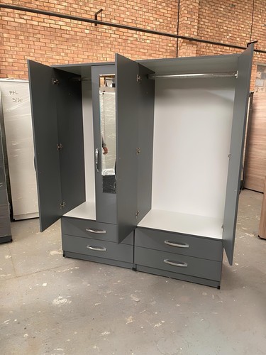 Ready Assembled Wardrobe Set with Chest & Bedside Grey Bedroom ...