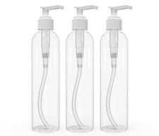 3 Pack 8oz Clear Plastic Bottles Pump Refillable Containers for Shampoo Lotions