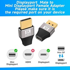 Displayport Male to Mini DP Female Converter Adapter for HDTV PC Laptop Monitor