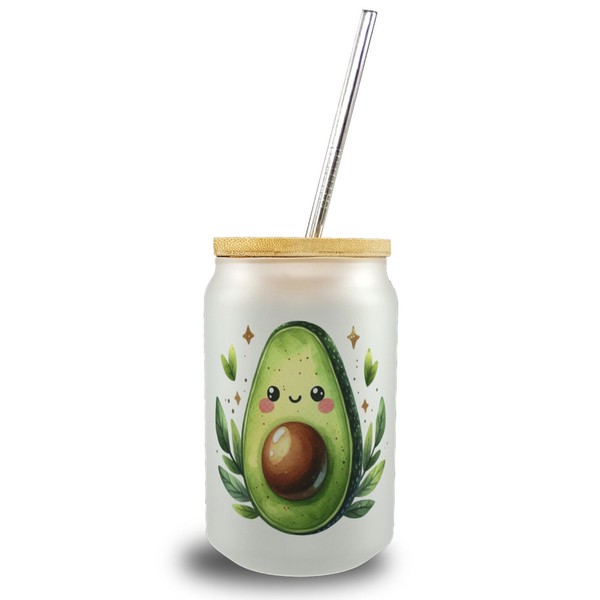 Avocado Trinkglas Mit Bambusdeckel-image