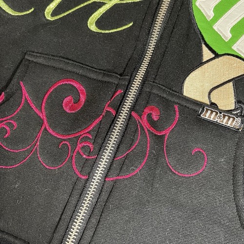 JH Design Kids M&M Sweatshirt GREEN M & M Embroidered Zip Hoodie size XL Y2K C1 - Picture 4 of 15