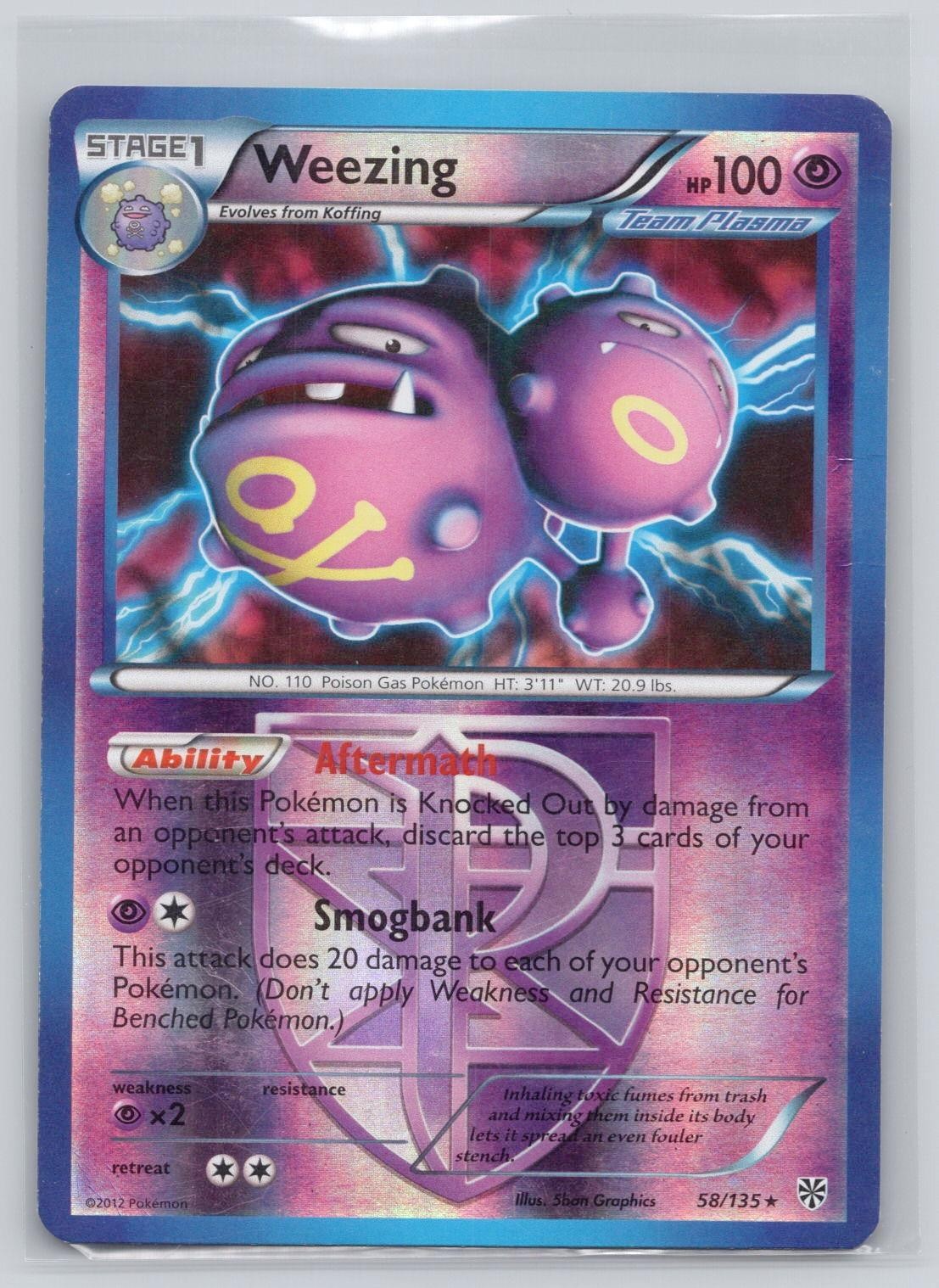 Weezing 58/135 Rare Plasma Storm Pokemon Reverse Holo