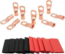 10PCS 4 AWG 3/8 Inch Copper Battery Cable Lugs Ring Terminals Marine Grade Heat