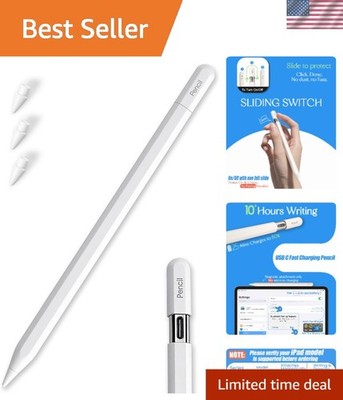 Lightweight USB-C Pencil Stylus for iPad - Fast Charge, Auto Power Off & Magnets