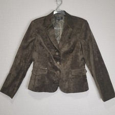 John Meyer Gilded Sparkles Brown Faux Soft Suede Style Women's Sz 10 Blazer
