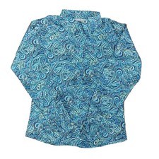 38386 RHC Youth Langarm Button Up Show Shirt - Blau & Türkis Paisley NEU