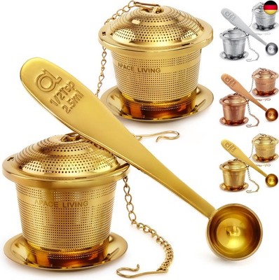 Apace Teesieb (2er Set) mit Teeschaufel und Abtropfschale ? Ultrafeines Tee-Ei a
