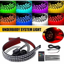 RGB LED Remote Strip Under Car Tube Underglow Underbody System Neon Light Kit