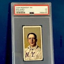 1909-11  T206 RED AMES ROOKIE Piedmont 150  Card 