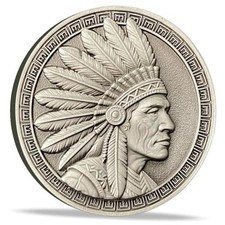 Native American Challenge Coin - Chief Headdress Eagle Design - Symbol of