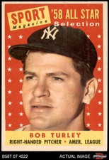 1958 Topps #493 Bob Turley All-Star Yankees CYAw 6 - EX/MT