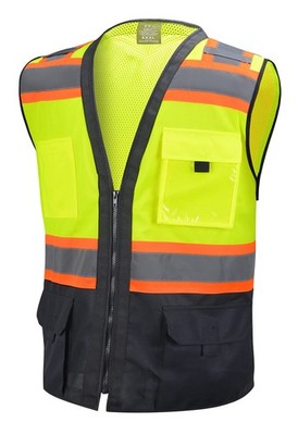 California Tools Surveyor Black/Lime Two Tones Safety Vest, ANSI/ISEA Lime 