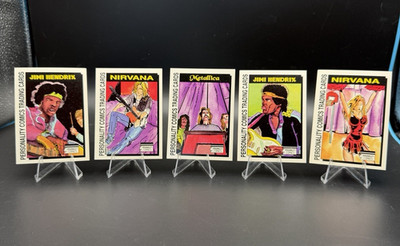 Vintage Personality Comics Card Lot (5) - Metallica, Nirvana, Jimi Hendrix