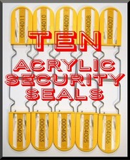 Electric Meter Seal Padlock Seals - 10 Pack - NUMBERED (ACRYLIC SECURITY SEALS)