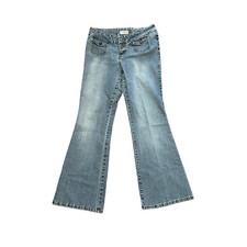 Y2K Jordache Women's/Junior  s Blue Faded Low Rise Flared Denim Jeans Size 7/8