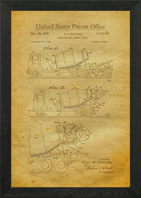 18 Zement LKW Patent Pr gerahmtes Wandbild Poster Leinwanddruck Bild