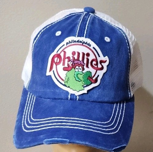 Philadelphia Phillies Phanatic Distressed Cap Royal Blue & White Mesh HAT - Picture 2 of 17