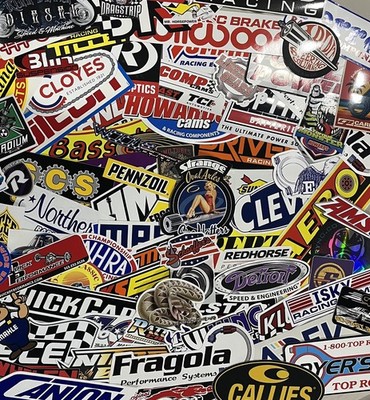 Large Lot 50+ Racing Decals Stickers NHRA Nascar Chevy Ford Mopar Grab Bag!!!!