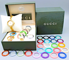 Gucci Changeable Bezel Women Swiss Quartz Watch 11/12.2 Box Papers 33 Bezels I20