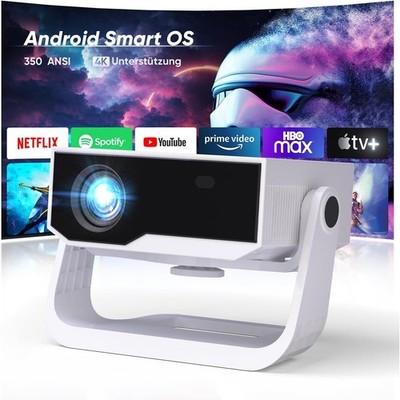 Smart Beamer 4K Android 11, Full HD 1080P, 25000 Lumens WiFi 6 & BT 5.2, 30 dB