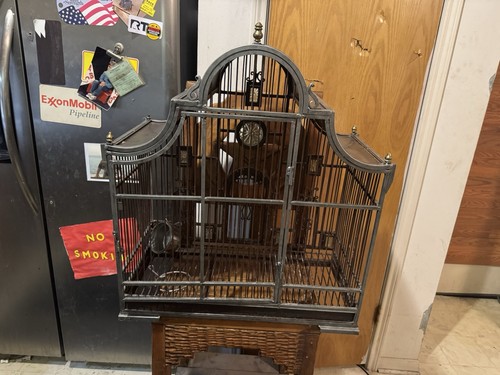 Vintage Large Victorian Cast Iron Metal Domed Bird Cage | eBay