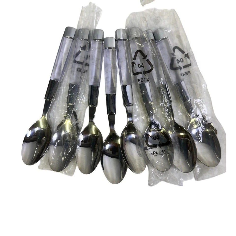 Столовые приборы из нержавеющей стали с прозрачной ручкой Lucite 5 шт установка - 40 шт обслуживание для 8 - Изображение 3 из 4