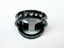 Ring Mixed Man Woman Teenager New Steel 5 Zircons Diams Black Rhinestone