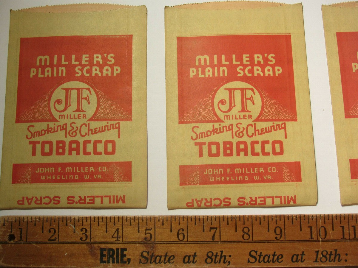 jim scrap chewing tobacco 10 - Millers Plain Scrap Smoking & Chewing Tobacco Bags Wheeling West  Virgina WV