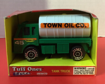 Vintage 1991 Remco Tuff Ones Steel Tank Truck Green Town Oil Co
