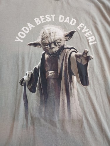 Star Wars Yoda Best Dad Ever Mens Large Graphic Print T-Shirt Olive Green - Picture 2 of 7