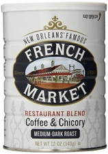 French Market Medium-Dark Roast Restaurant Blend Ground Coffee & Chicory, 12 oz