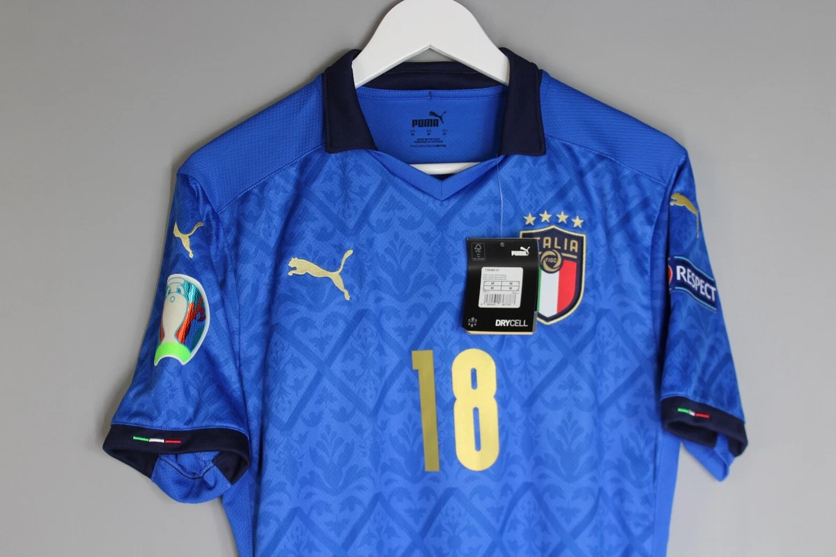 ITALY NATIONAL TEAM 2020 2021 HOME FOOTBALL SHIRT JERSEY #18 BARELLA  WINNERS