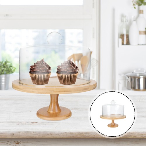 Dessert Tray Footed Cake Plate Holder Stand with Food Cover Glass Lid Toddler