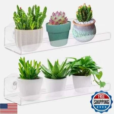 2Pack Acrylic Window Boxes Plant Shelves 12 Inch Sill Extender Suction Cup Shelf