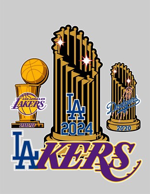 68-22 2020-24 Los Angeles Dodgers Lakers Championship SET Mash Up Vinyl  Decal