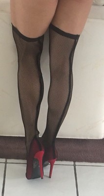 fishnet thigh high heels