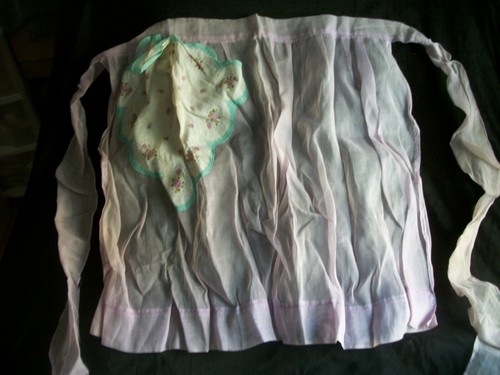 Vintage Purple Sheer Apron Hostess Single Hankie Pocket Retro Kitchen Ap165 - Picture 1 of 7