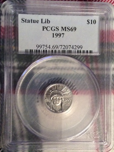 1997 $10 1/10 oz American Platinum Eagle MS69 PCGS PNG OLD LABEL ๐